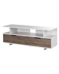 South Shore Reflekt TV Stand With Drawers For TVs Up To 60in, Weathered Oak/Pure White