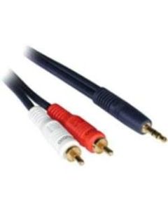 C2G 3ft Velocity One 3.5mm Stereo Male to Two RCA Stereo Male Y-Cable - RCA Male - Mini-phone Male - Blue