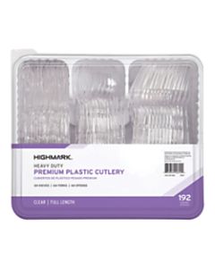 Highmark Heavy-Duty Plastic Cutlery, Clear, Pack Of 192 Utensils