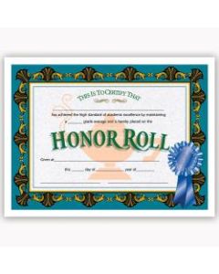Hayes Publishing Certificates, Honor Roll, 8 1/2in x 11in, Multicolor, Pre-K To Grade 12, Pack Of 30