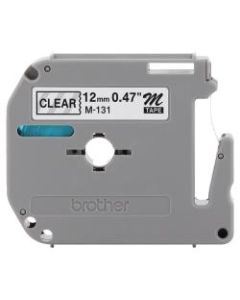 Brother M-131 Black-On-Clear Tape, 0.5in x 25ft