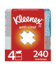 Kleenex Anti-Viral 3-Ply Facial Tissues, 240 Tissues Per Box, Case Of 12 Boxes