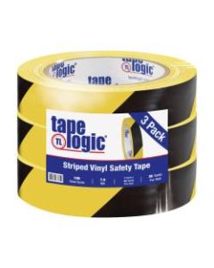 BOX Packaging Striped Vinyl Tape, 3in Core, 1in x 36 Yd., Black/Yellow, Case Of 3