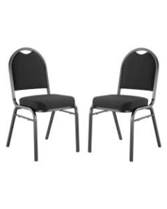 National Public Seating 9200 Series: Dome-Back Padded Premium Fabric Upholstered Banquet Stack Chair, Ebony Black Seat/Black Sandtex Frame, Quantity: 2