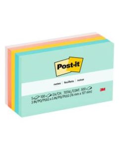 Post-it Notes, 3in x 5in, Marseille Color Collection, Pack Of 5 Pads