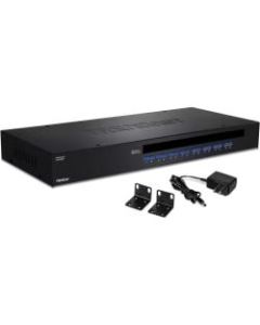 TRENDnet 16-Port Rack Mount USB KVM Switch, VGA and USB Connection, Supports USB and PS/2, Auto-Scan, Device Monitoring, Audible Feedback, Plug and Play, Hot Pluggable, Rack Mountable, Black, TK-1603R - 16-port KVM USB/PS2 Rack Mount Switch