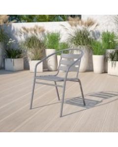 Flash Furniture Metal Slat-Back Restaurant Stack Chair, 28-1/2inH x 21-1/2inW x 24inD, Silver