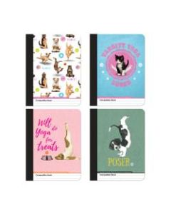 Inkology Composition Books, 7-1/2in x 9 3/4in, College Ruled, 200 Pages (100 Sheets), Yoga Cats & Dogs, Pack Of 12 Books