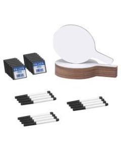 Flipside Round Unframed Dry-Erase Answer Paddles, 7in x 12in, White, Pack Of 12