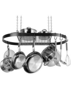 Range Kleen CW6000R Oval Hanging Pot Rack - Black - 1.5in Height x 33in Width x 17in Depth - Black - Metal