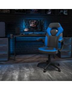Flash Furniture X10 Ergonomic LeatherSoft High-Back Racing Gaming Chair With Flip-Up Arms, Blue/Black