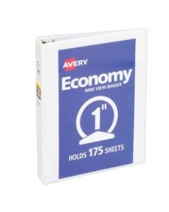 Avery Economy 3-Ring Binder, 1in Round Rings, White