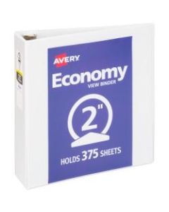 Avery Economy View 3-Ring Binder, 2in Round Rings, 37% Recycled, White