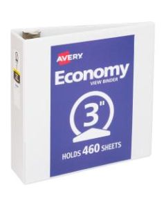 Avery Economy View 3-Ring Binder, 3in Round Rings, White