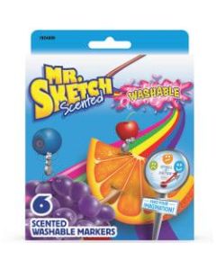 Mr. Sketch Scented Markers, Chisel Point, Assorted Colors, Pack Of 6