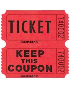 Amscan Double Ticket Roll, 6-1/2inH x 6-1/2inW x 2inD, Red, 2,000 Tickets Per Roll