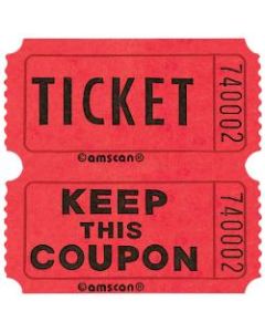 Amscan Double Ticket Roll, 6-1/2inH x 6-1/2inW x 2inD, Red, 2,000 Tickets Per Roll