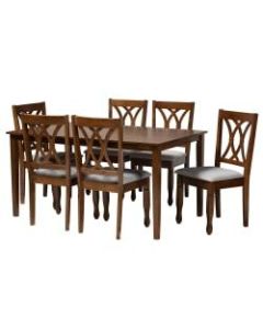 Baxton Studio Augustine Dining Set, 29-3/16inH x 59-1/16inW x 35-7/16inD, Gray/Walnut Brown