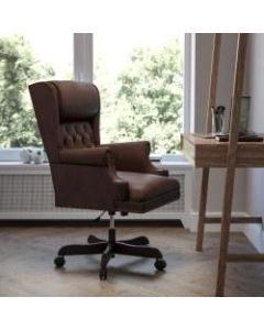 Flash Furniture Traditional Tufted Ergonomic Bonded LeatherSoft High-Back Swivel Chair, Brown