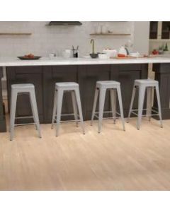 Flash Furniture 30in Metal Indoor Bar Stools, Set Of 4 Bar Stools, Silver