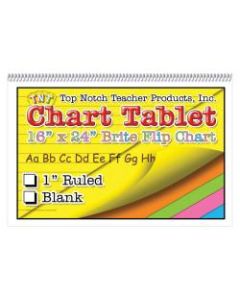 Top Notch Brite Chart Tablets, 16in x 24in, 1in Ruled, Assorted Colors, Pack Of 3