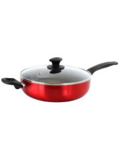 Oster Merrion Aluminum Nonstick Saute Pan With Lid, 3.5 Qt, Red