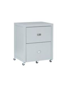 Linon Ari 22inW Lateral 2-Drawer Mobile File Cabinet, Gray/Silver