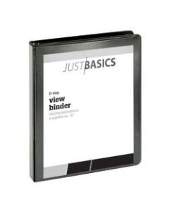 Just Basics Basic View 3-Ring Binder, 1in D-Rings, 38% Recycled, Black