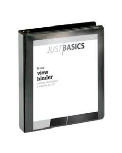Just Basics Basic View 3-Ring Binder, 1 1/2in D-Rings, 41% Recycled, Black