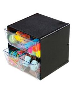 Deflect-O Stackable Cube With 4 Drawers, 6inH x 6inW x 6inD, Black
