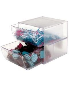 Deflect-O Stackable Cube With 2 Drawers, 6inH x 6inW x 7 1/8inD, Clear