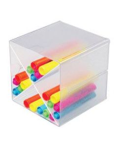 Deflect-O Stackable Cube With X Divider, 6inH x 6inW x 6inD, Clear
