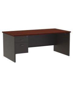 WorkPro Modular 72inW x 36inD Left Pedestal Desk, Charcoal/Mahogany