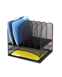 Safco Onyx Mesh Desk Organizer, 13inH x 13 3/4inW x 11 1/2inD, Black