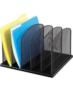 Safco Mesh Desk Organizers - 5 Compartment(s) - 2in - 8.3in Height x 12.5in Width x 11.3in Depth - Desktop - Black - Steel - 1Each