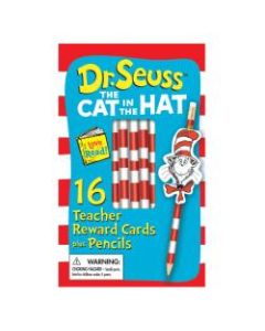 Eureka Cat in the Hat Pencil Rewards With Toppers, Red/White, Grades Pre-K - 12, 16 Rewards Per Box, Pack Of 4 Boxes