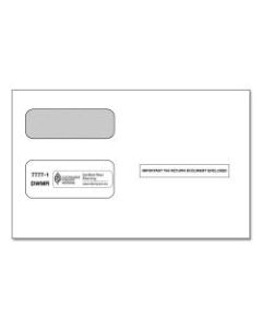 ComplyRight Double-Window Envelopes For 2-Up 1099 Tax Forms, Moisture-Seal, White, Pack Of 100 Envelopes