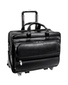 McKleinUSA FRANKLIN 2-In-1 Removable-Wheeled 17in Laptop Case, Black