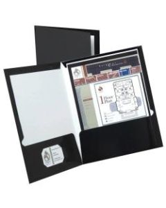 Oxford Laminated Twin-Pocket Portfolios, 8 1/2in x 11in, Black, Pack Of 10