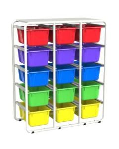 Storex Storage Rack With 15 Cubby Bins, 34inH x 27-13/16inW x 13-1/4inD, Assorted Colors