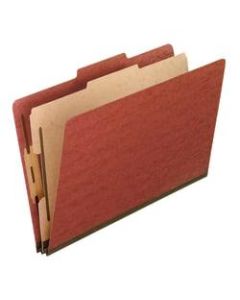 Pendaflex Pressboard End-Tab Classification Folder, 1 Divider, Legal Size, 30% Recycled, Red, Box Of 10