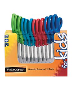 Fiskars Scissors For Kids, Grades PreK-2nd, 5in, Blunt, Pack Of 12
