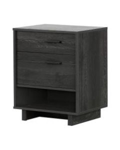 South Shore Fynn Nightstand With Cord Catcher, 24-3/4inH x 22-1/4inW x 16-1/2inD, Gray Oak
