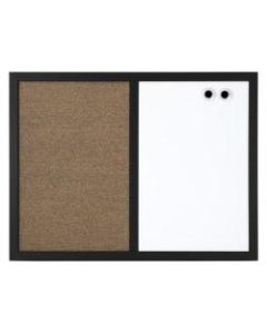 Realspace Magnetic Dry-Erase Whiteboard/Cork Bulletin Board, 24ft" x 36in, Black Frame