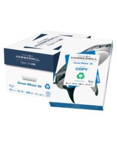 Hammermill Great White Copy Paper, Ledger Size (11in x 17in), 20 Lb, 30% Recycled, Ream Of 500 Sheets, Case Of 5 Reams