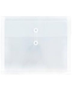 JAM Paper Plastic 9-3/4in x 13in Envelopes With 2-Dividers, Button & String Closure, Clear, Pack Of 12