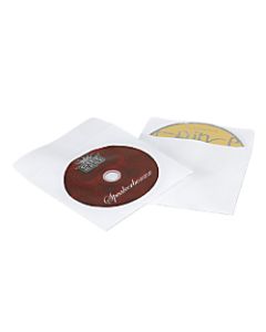 Windowed Paper CD Sleeves, 4.88in x 5in, White, Case Of 500