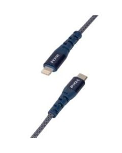 iHome Ultra Boost Nylon Lightning To USB-C Cable, 6ft, Blue