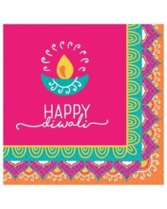 Amscan Diwali 2-Ply Beverage Napkins, 5in x 5in, Multicolor, 16 Napkins Per Pack, 6 Packs Per Case