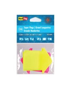 Redi-Tag Super-size Neon Arrow Page Flags - 60 x Neon Yellow, 60 x Neon Magenta - 2.56in x 2.25in - Arrow - Neon Yellow, Neon Magenta - See-through, Writable, Removable, Repositionable, Self-adhesive, Padded - 120 / Pack